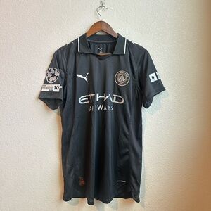 Manchester City 2025/26 Away Black Jersey - Omar Marmoush - Champions League
